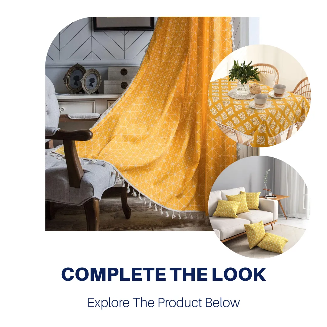 100% Cotton Table runner For 4 or 6 seater Dining / Centre Table - Yellow / Beige