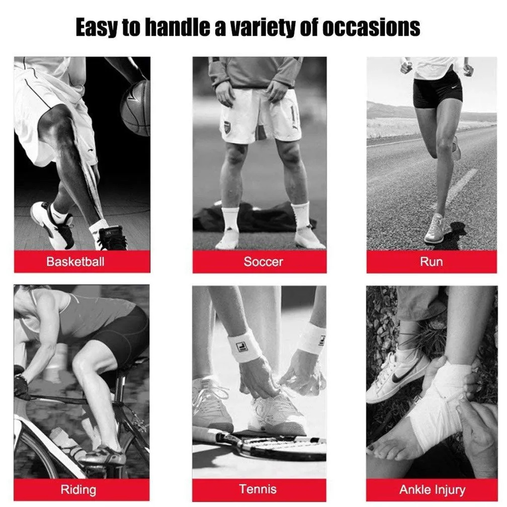 Ankle Support Brace, Adjustable Ankle Strain Protector Strap, Against Sprains Arthritis Compression Wrap Stabilizer, Pain Relief Foot Sleeve for Basketball Sport Injuries Recovery, 1 Pairs (M) M