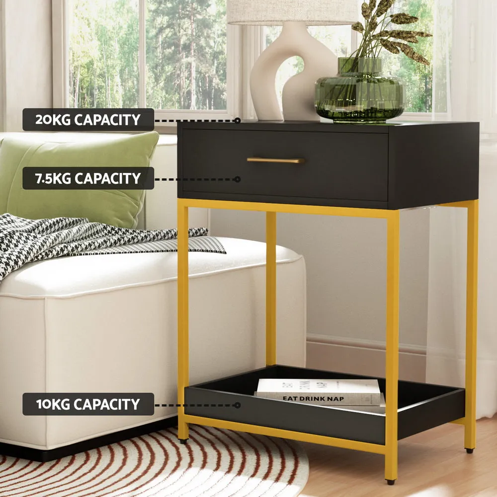 Artiss Bedside Table Drawers Side Table Shelf Bedroom Furniture Nightstand Black