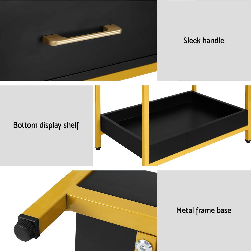 Artiss Bedside Table Drawers Side Table Shelf Bedroom Furniture Nightstand Black