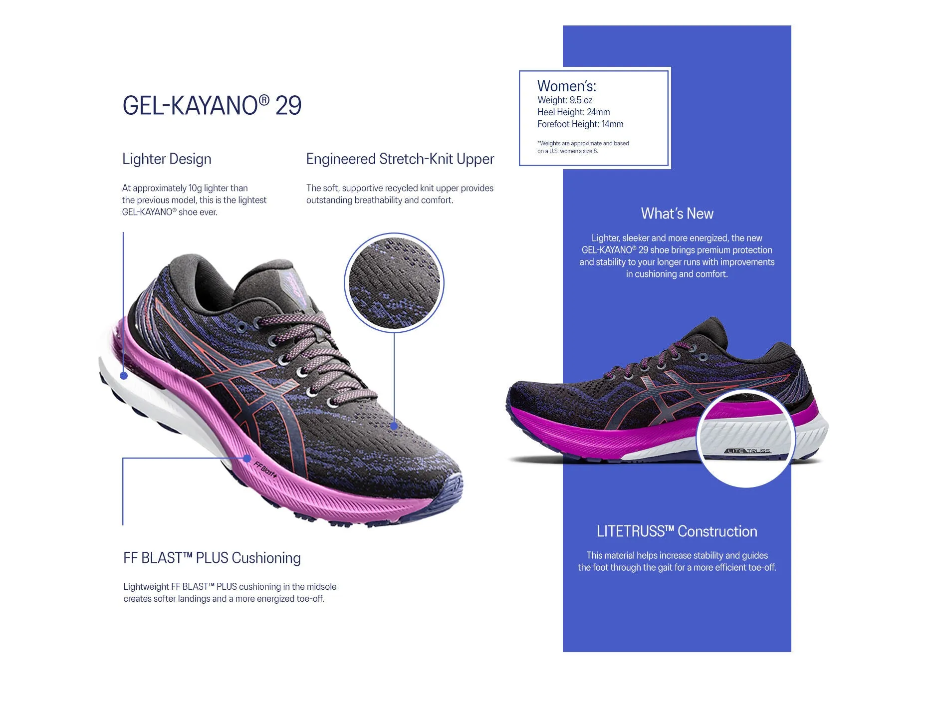 Asics Womens Gel-Kayano 29- Black/White (1012B272-002)