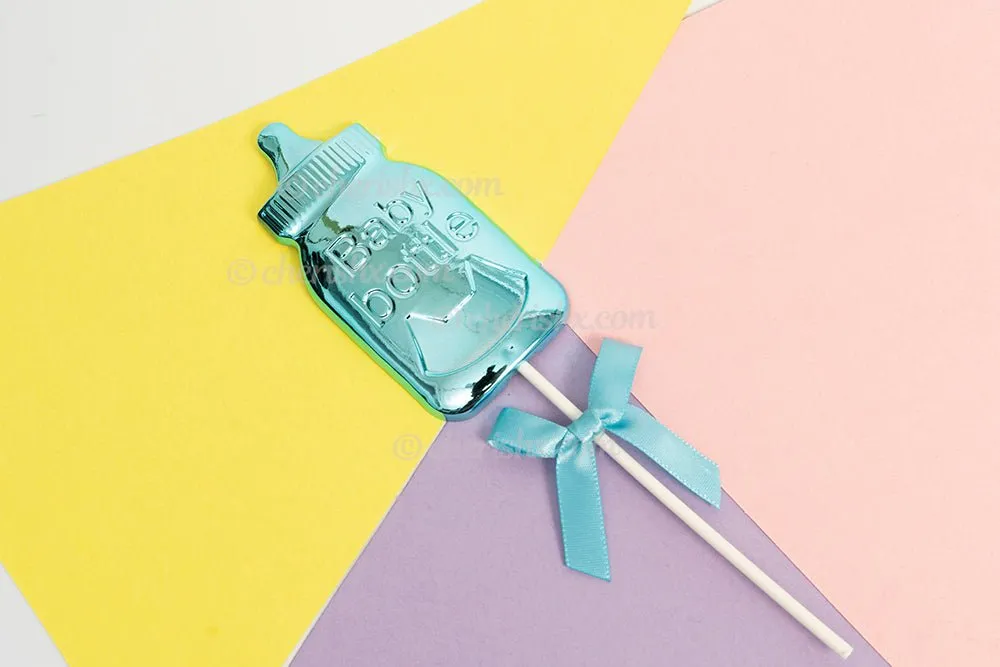 Baby Shower Blue & Pink Bottle Cake Topper