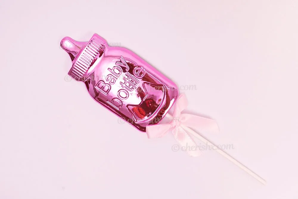 Baby Shower Blue & Pink Bottle Cake Topper