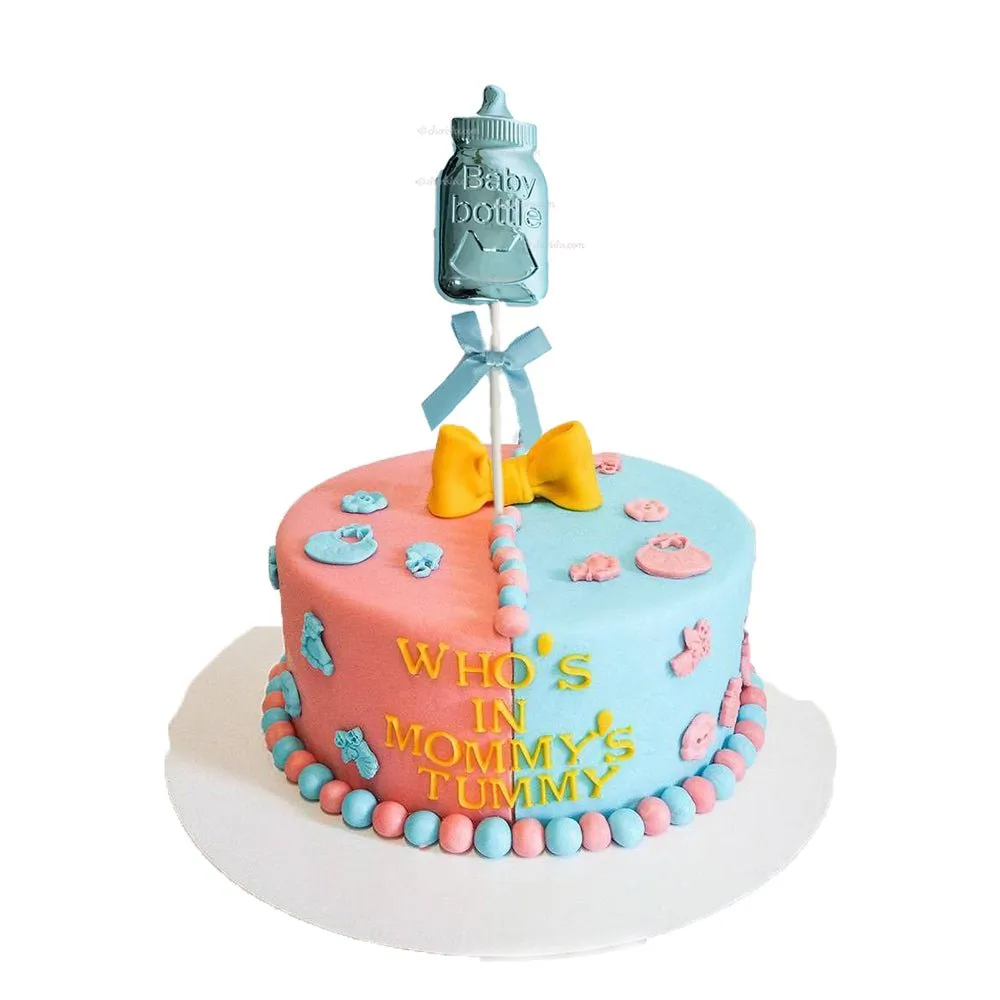 Baby Shower Blue & Pink Bottle Cake Topper