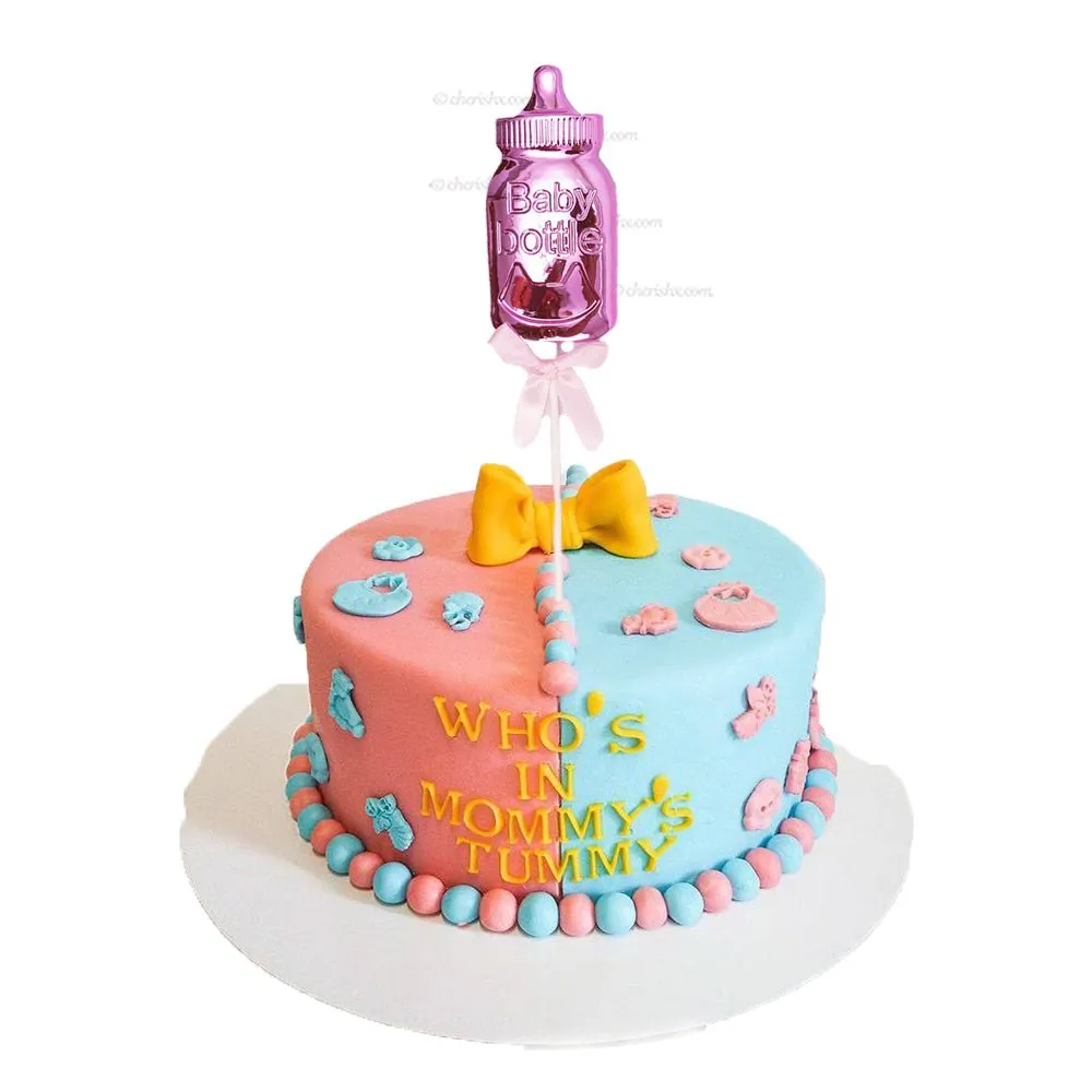 Baby Shower Blue & Pink Bottle Cake Topper