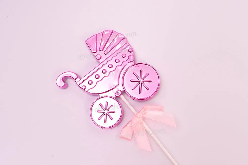 Baby Shower Blue & Pink Pram Cake Topper