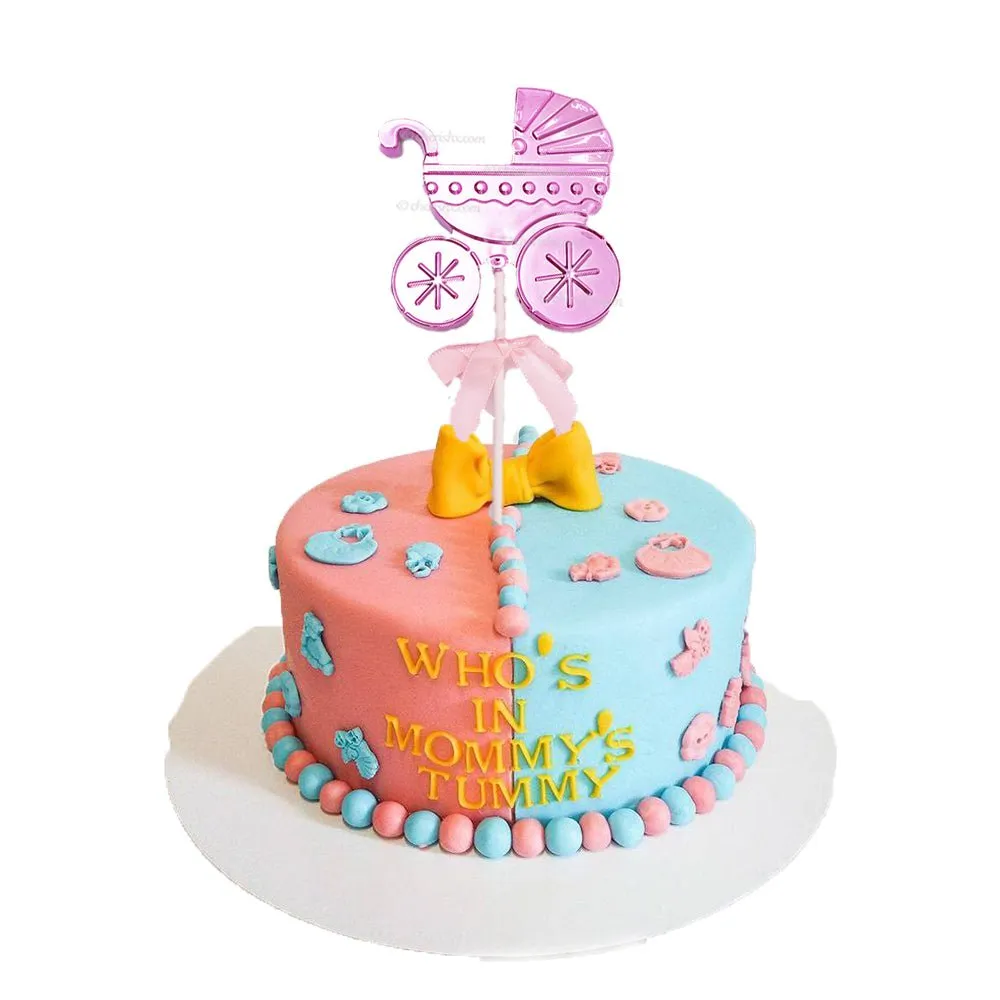 Baby Shower Blue & Pink Pram Cake Topper
