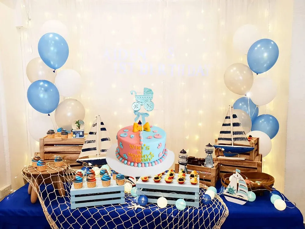 Baby Shower Blue & Pink Pram Cake Topper
