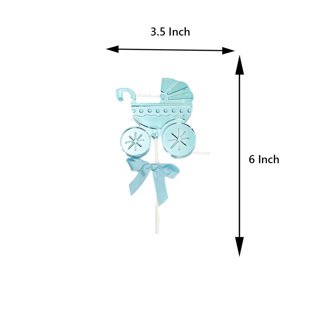 Baby Shower Blue & Pink Pram Cake Topper