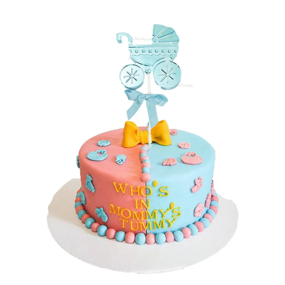 Baby Shower Blue & Pink Pram Cake Topper