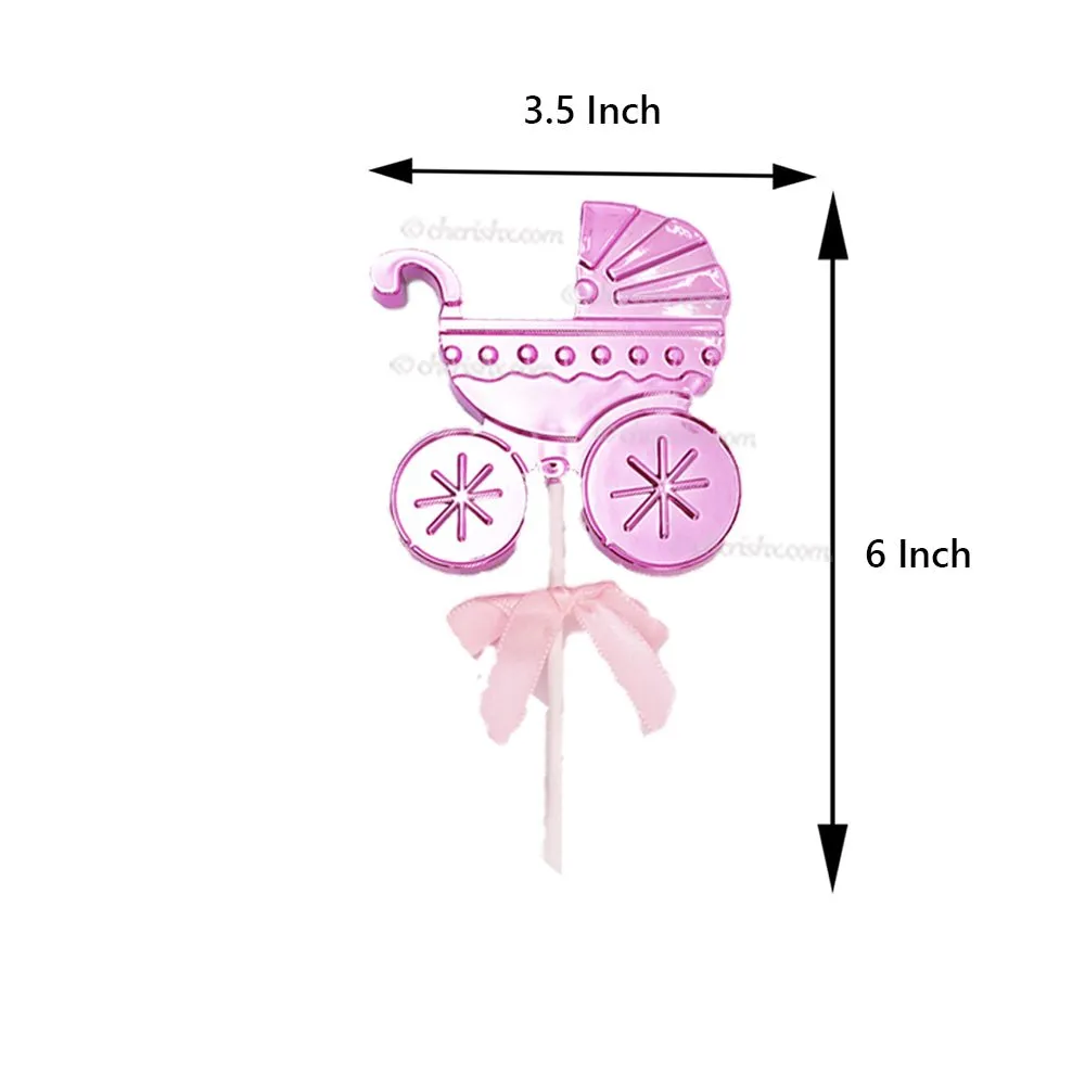 Baby Shower Blue & Pink Pram Cake Topper
