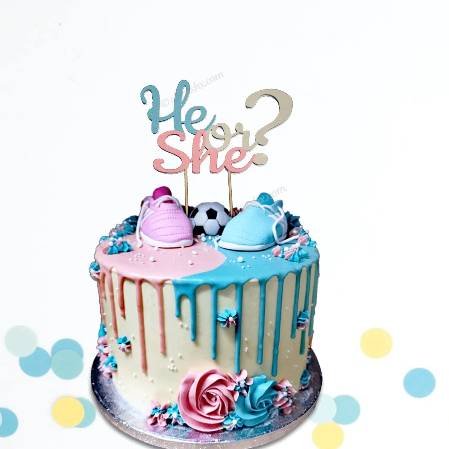 Baby Shower He or She Cake Topper