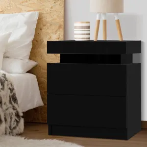 Black Bedside Table 2 Drawers Lift-up Storage - Artiss