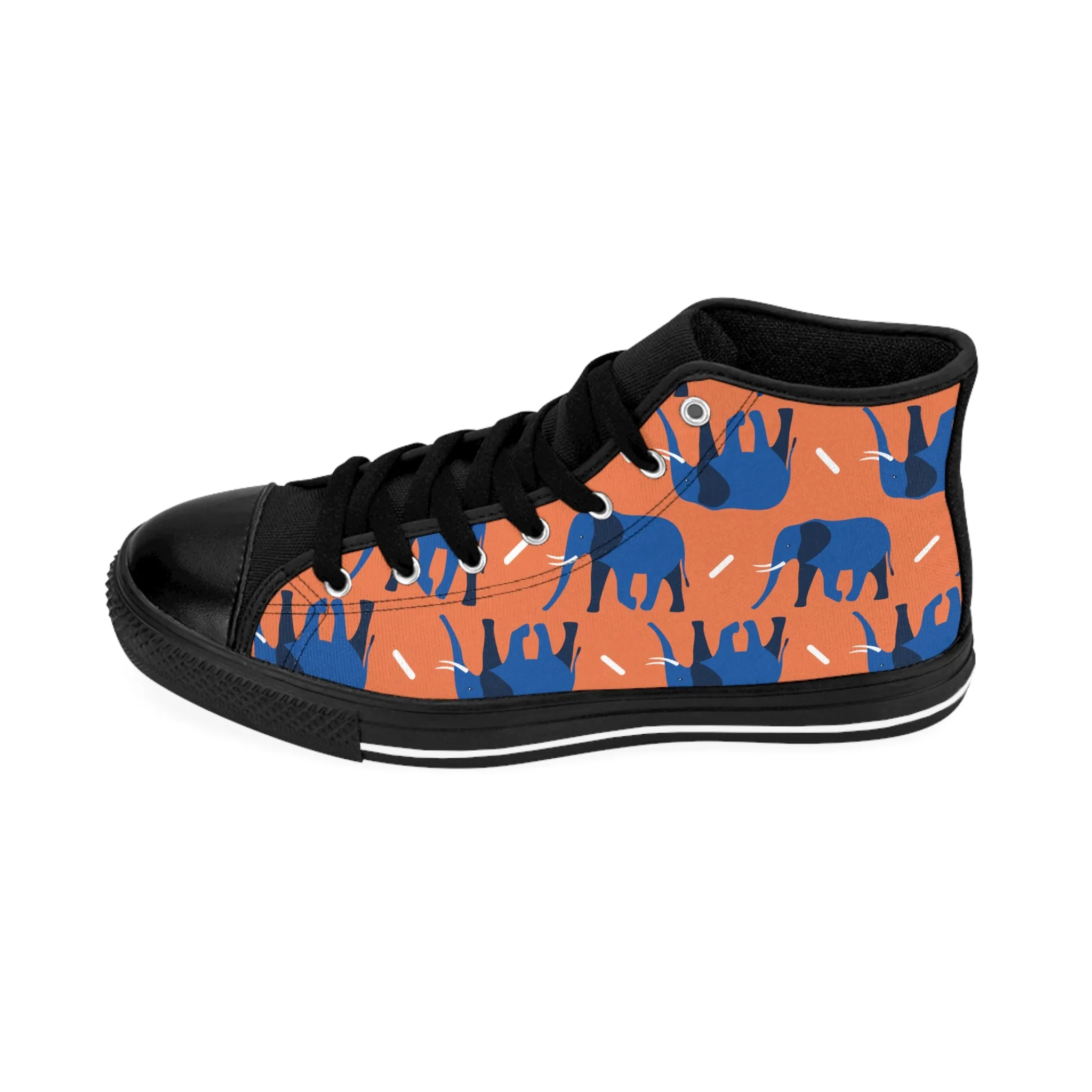 Blue Elephant Orange Background Women's Classic Sneakers