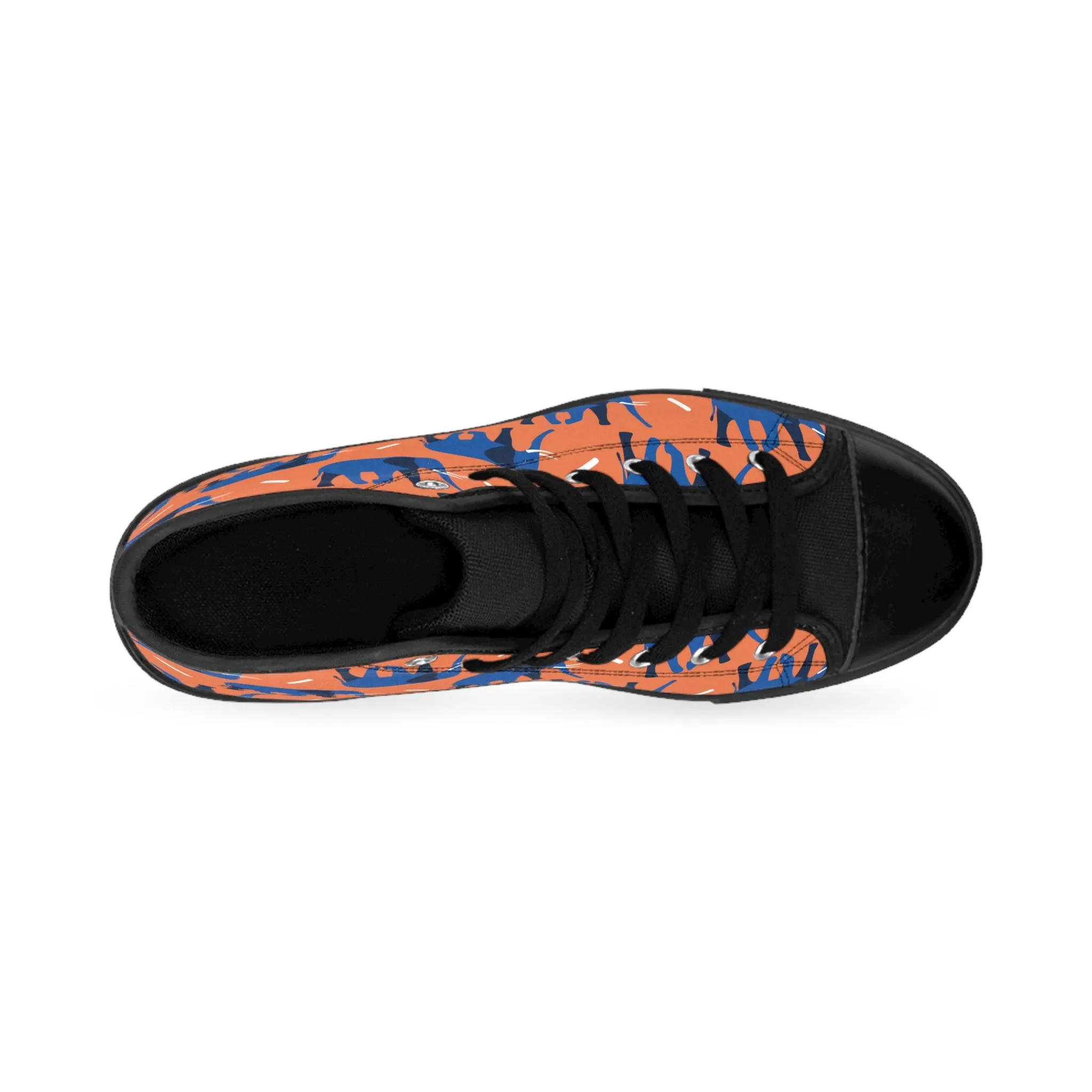 Blue Elephant Orange Background Women's Classic Sneakers