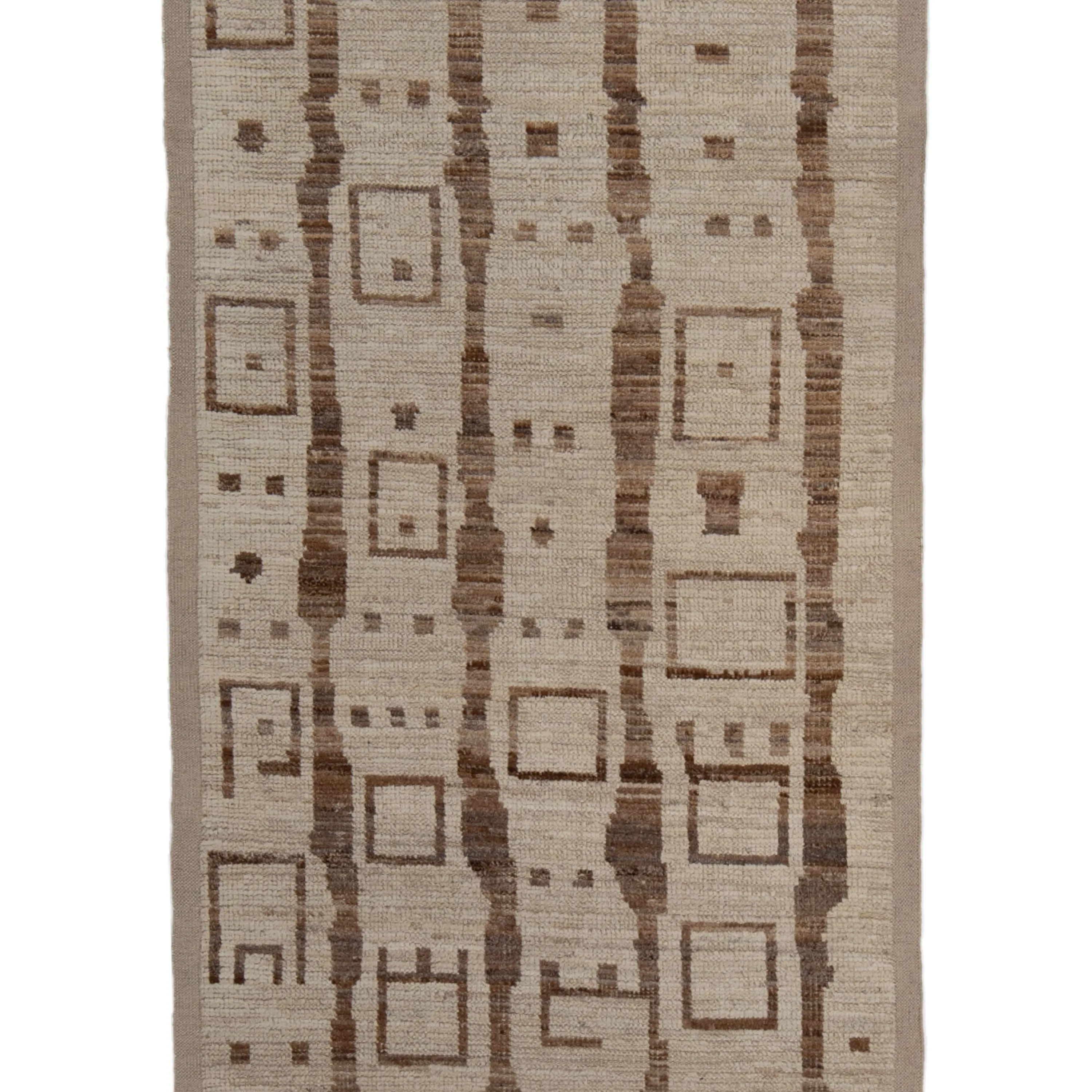 Brown Zameen Transitional Wool Rug - 3' x 13'1"