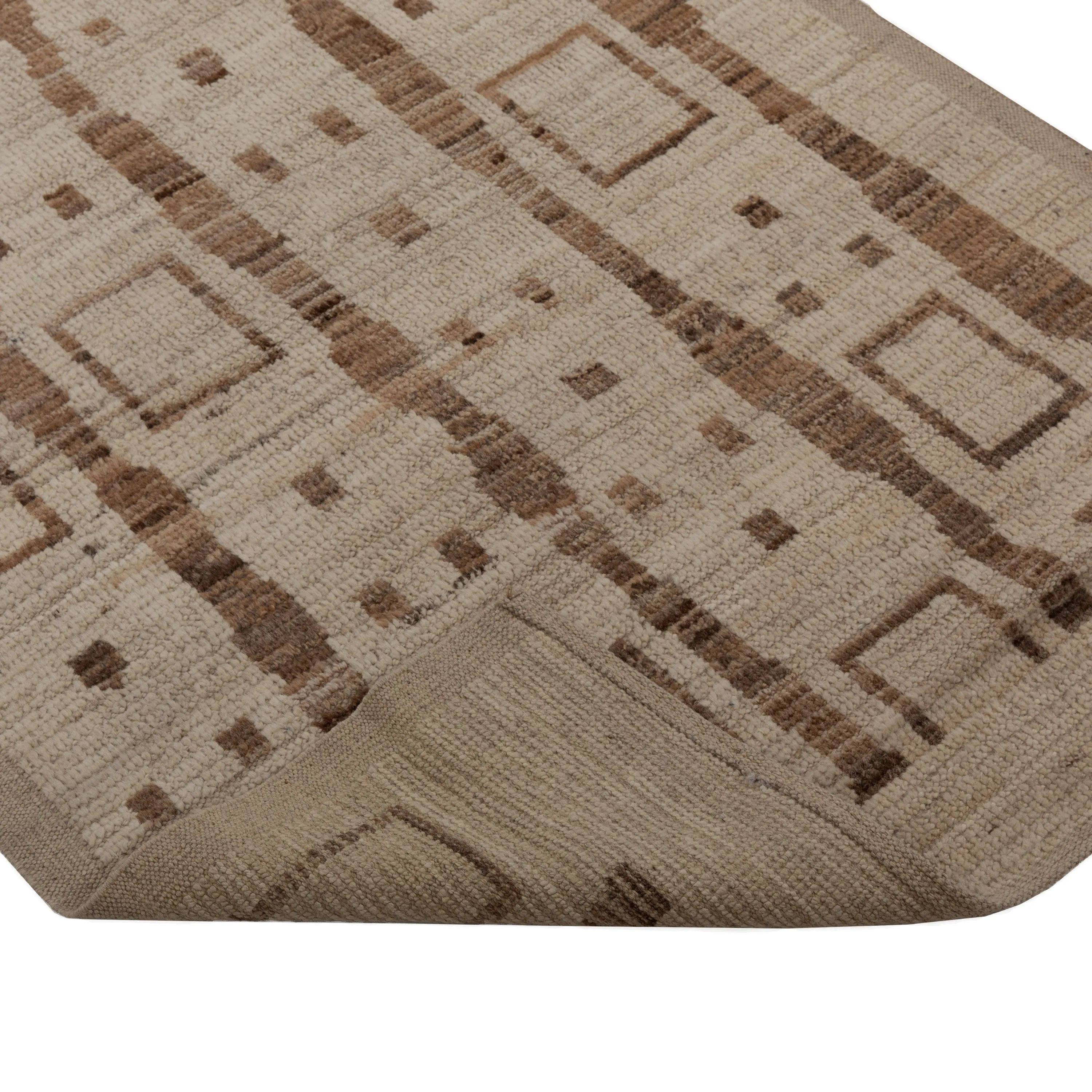 Brown Zameen Transitional Wool Rug - 3' x 13'1"
