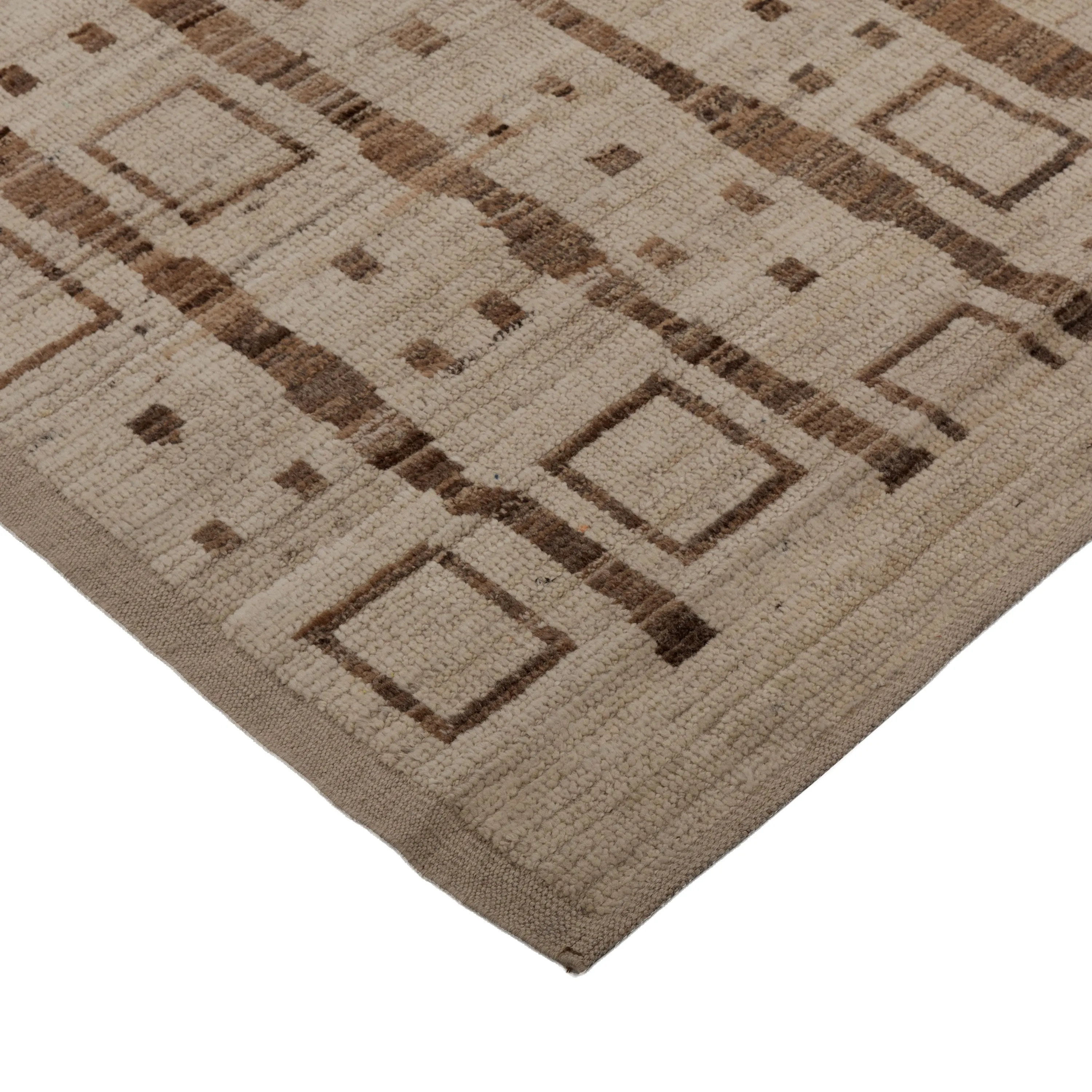 Brown Zameen Transitional Wool Rug - 3' x 13'1"