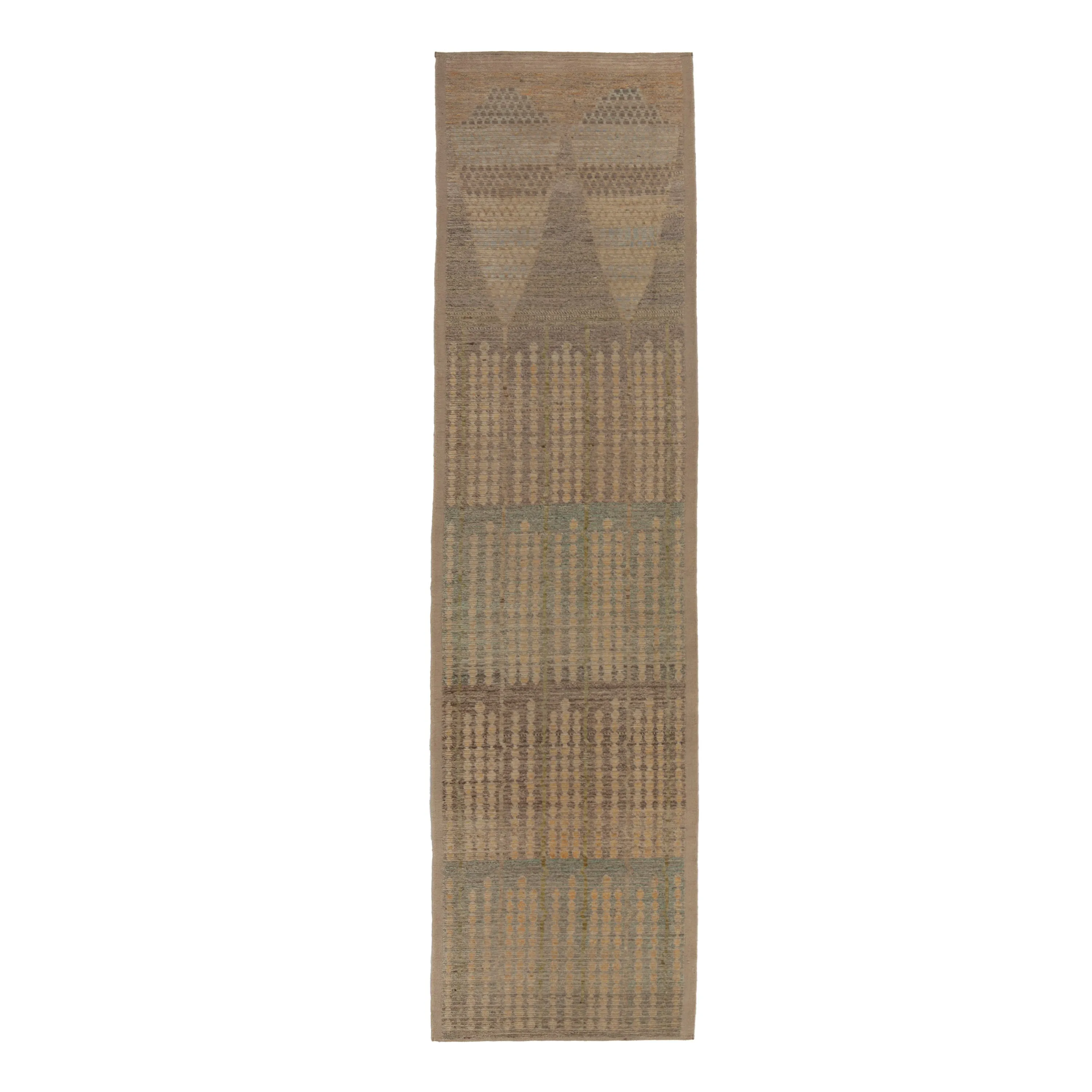 Brown Zameen Transitional Wool Runner - 3'4" x 13'3"
