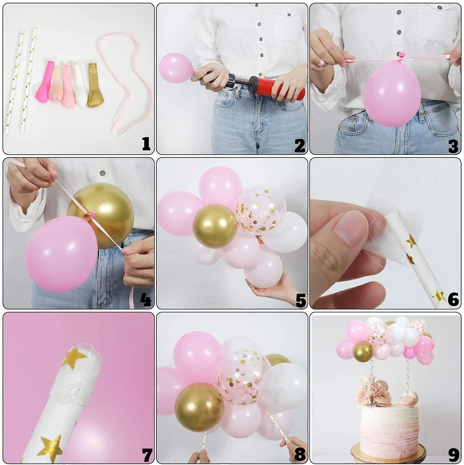Cake Topper Golden Confetti Balloon