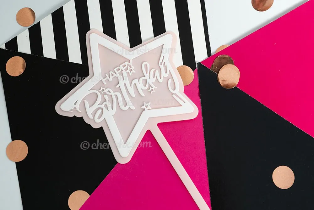 Cake Topper Pink Star Cake Toppers