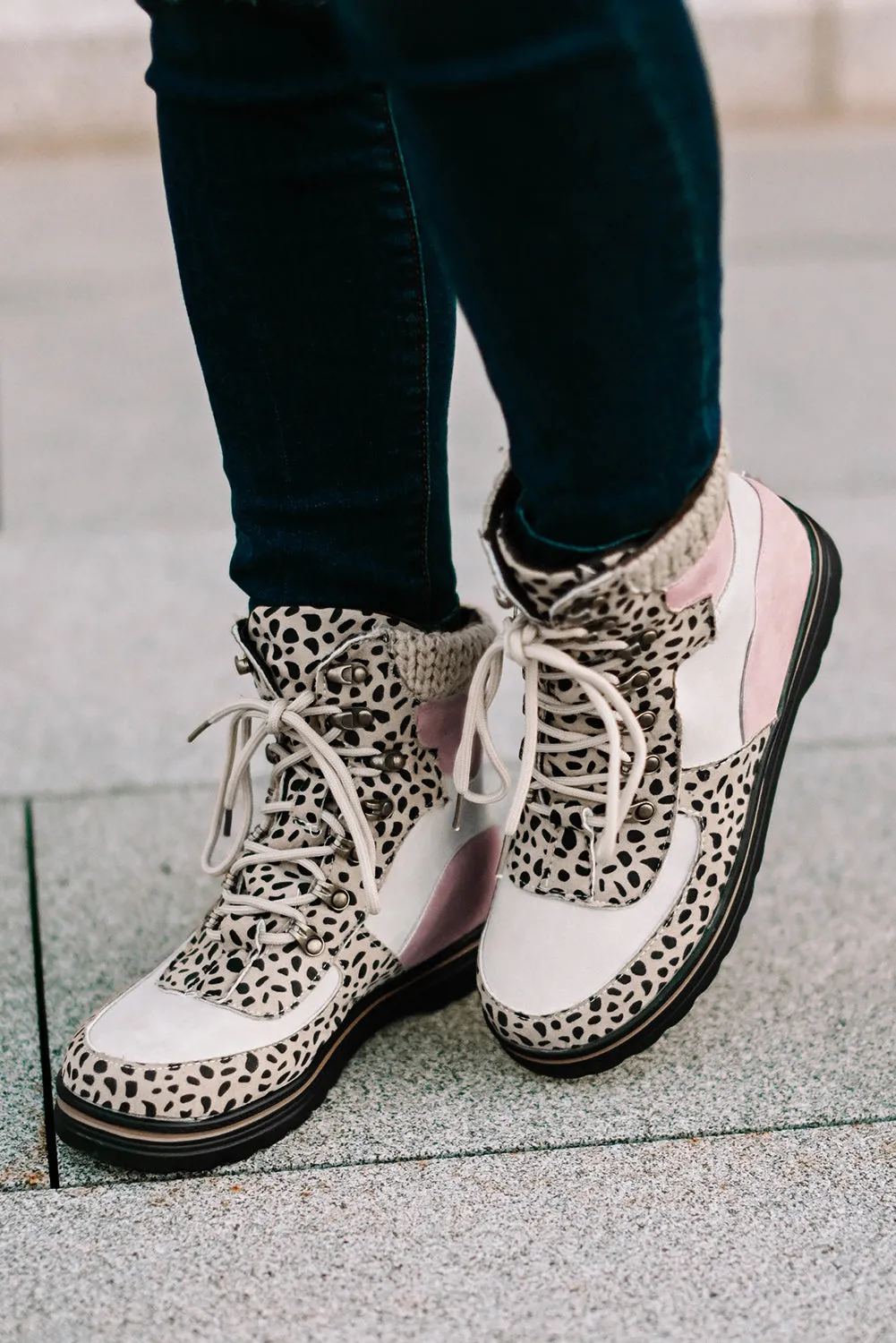 Color Block Patchwork Hiking Bootie