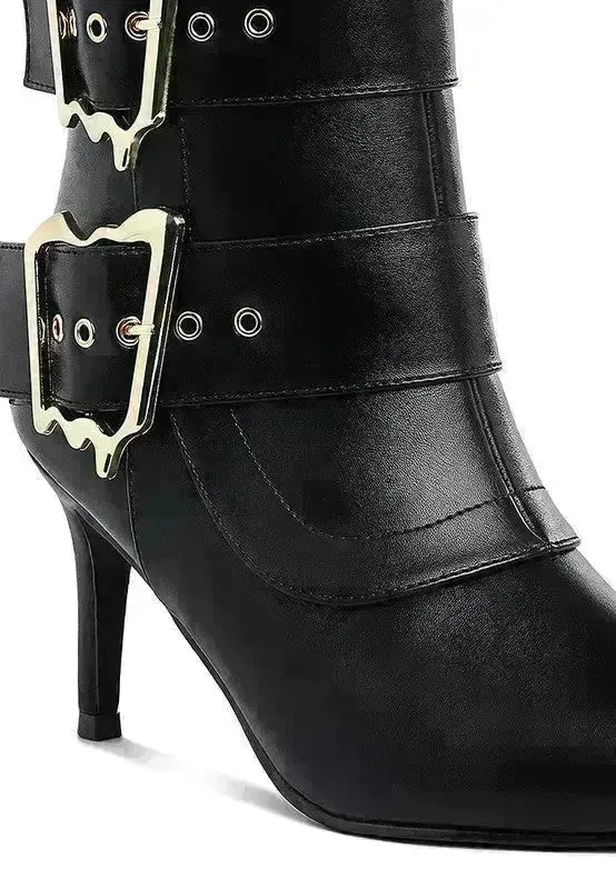 Ebera Chunky Buckle Strap Ankle Boots