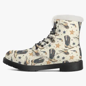 Faux Fur Leather Boots Country Boots 3