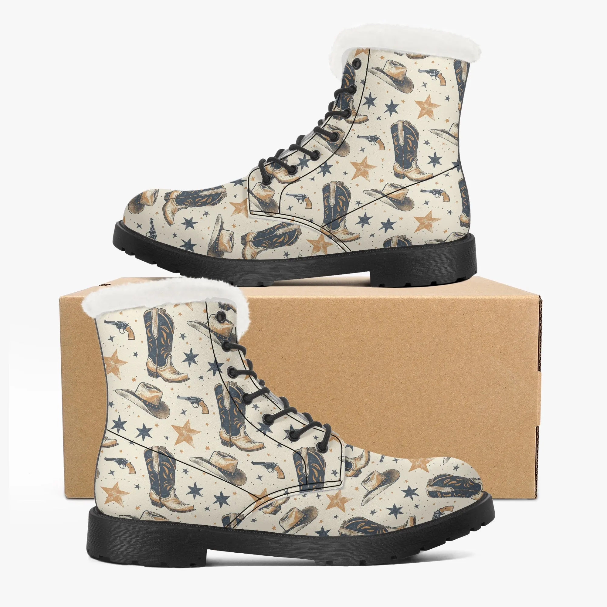 Faux Fur Leather Boots Country Boots 3