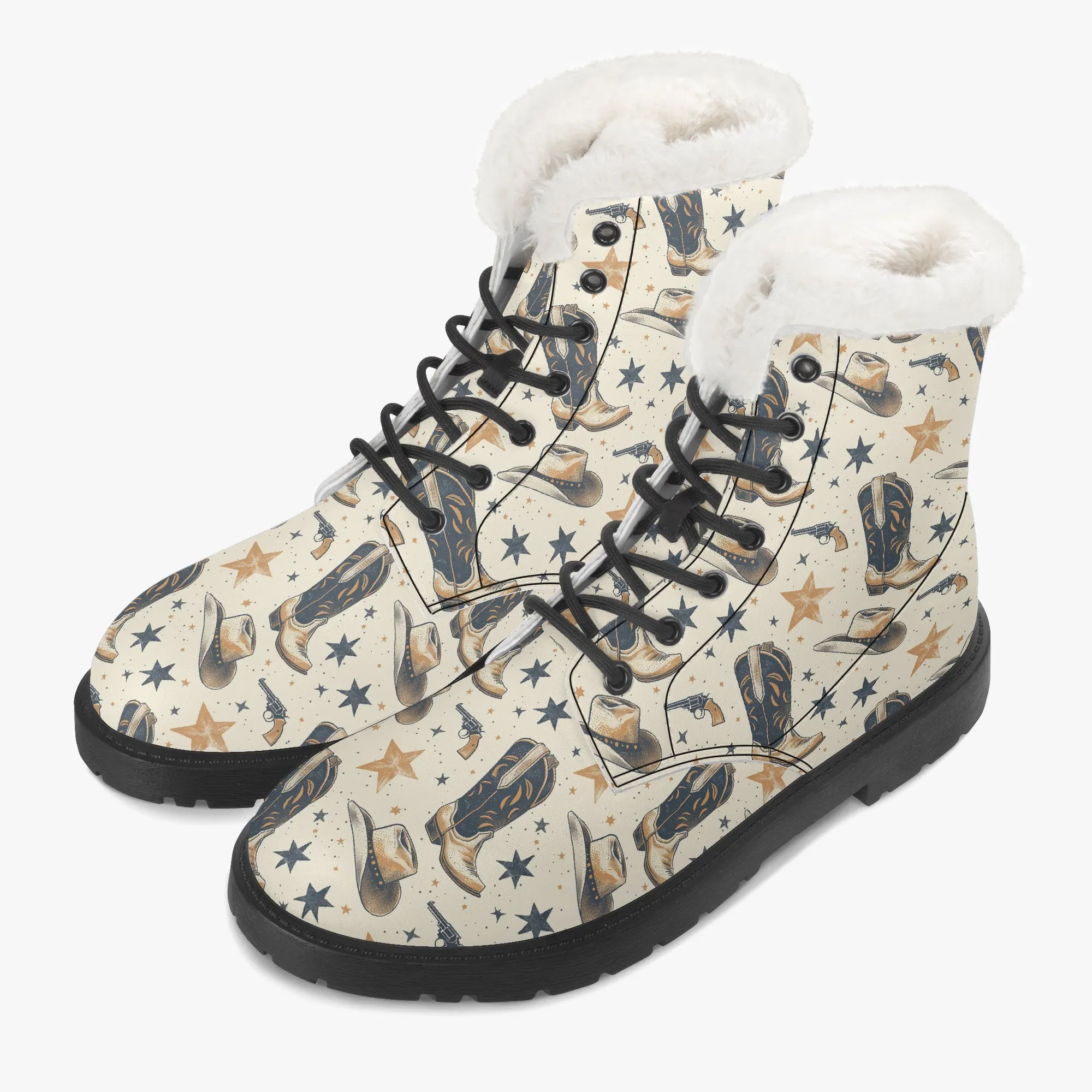 Faux Fur Leather Boots Country Boots 3