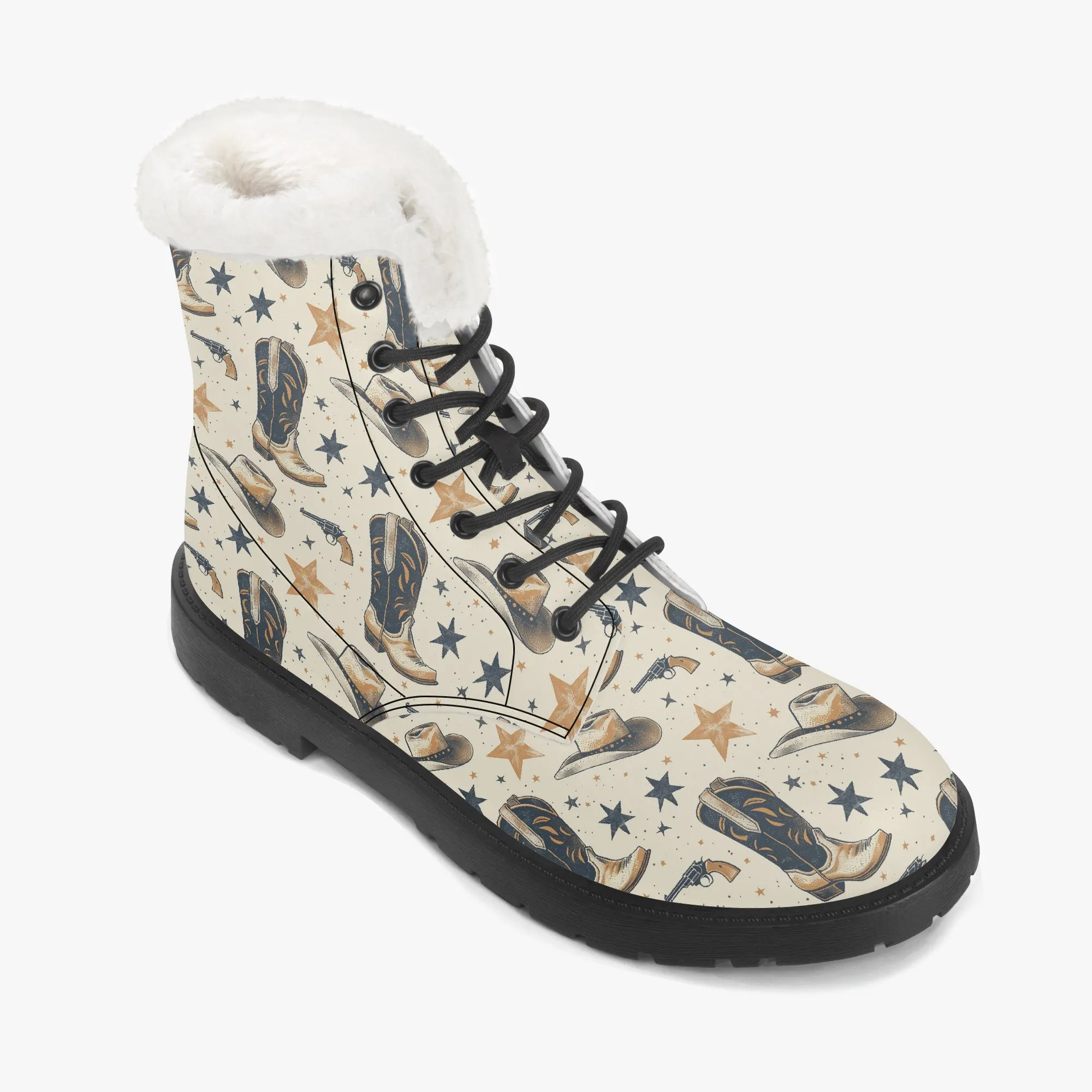 Faux Fur Leather Boots Country Boots 3