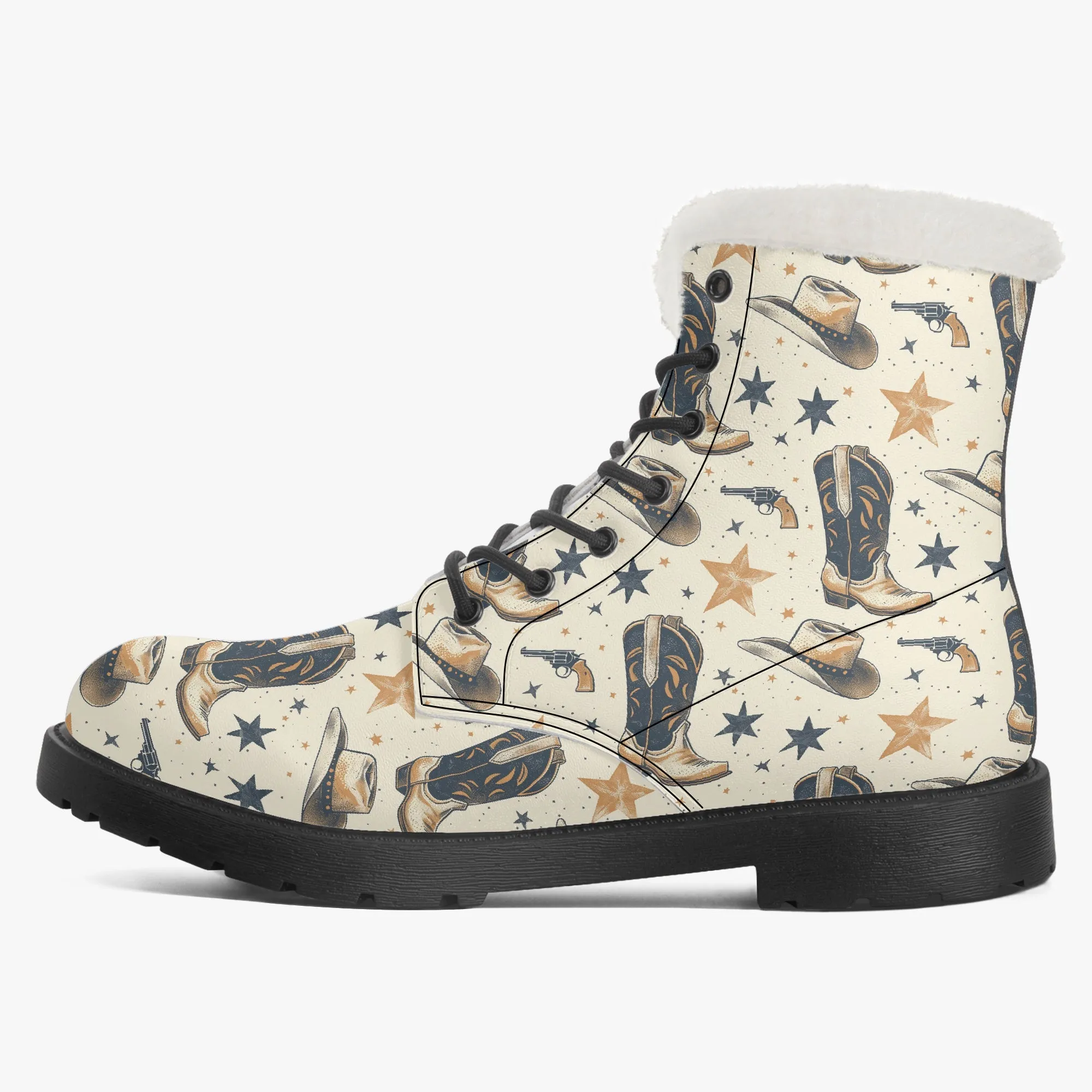 Faux Fur Leather Boots Country Boots 3