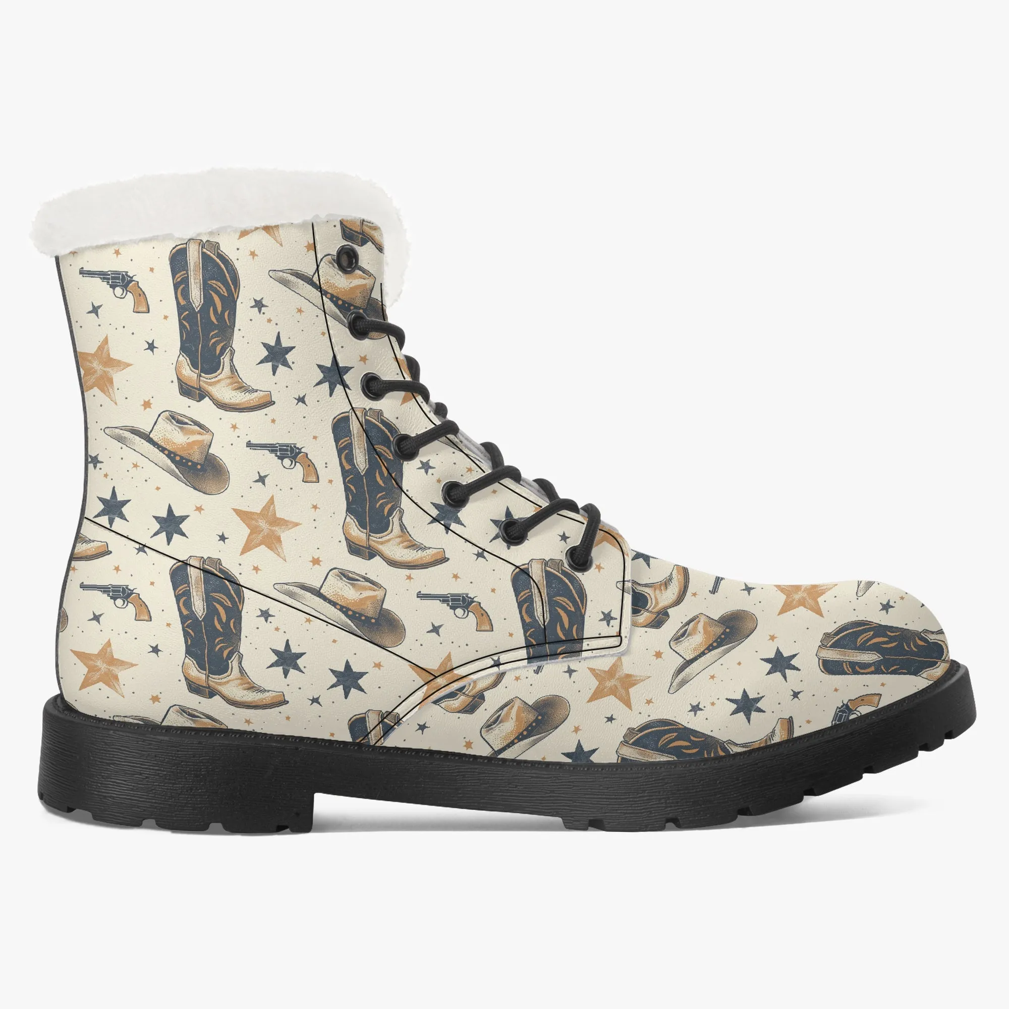 Faux Fur Leather Boots Country Boots 3