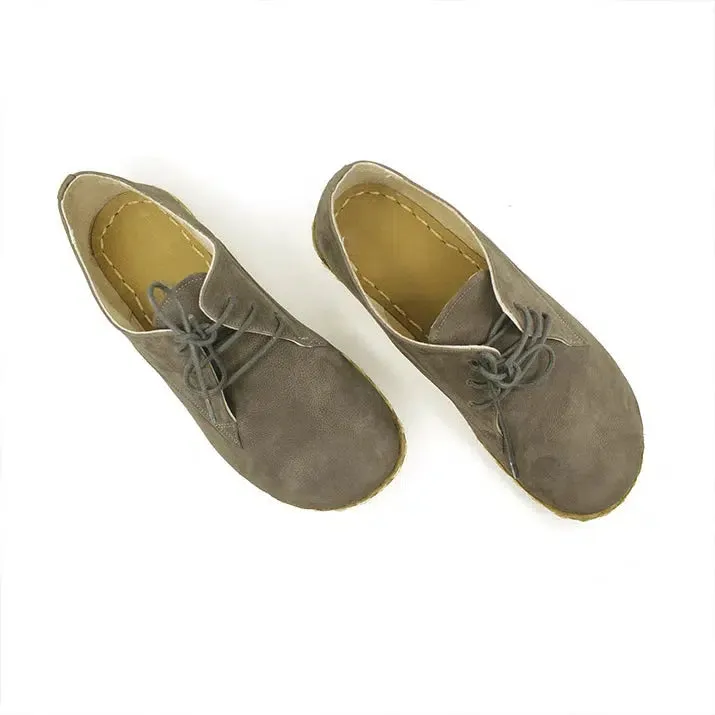 Handmade Barefoot Leather Shoes Nubuck Gray for Men