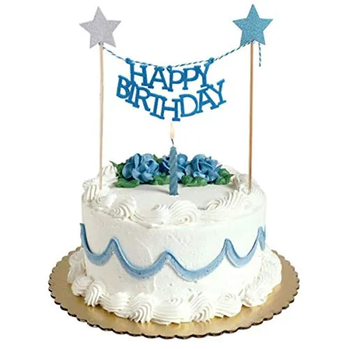 Happy Birthday Blue Bunting Cake Toppers