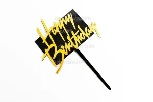 Happy Birthday Golden Cake Toppers
