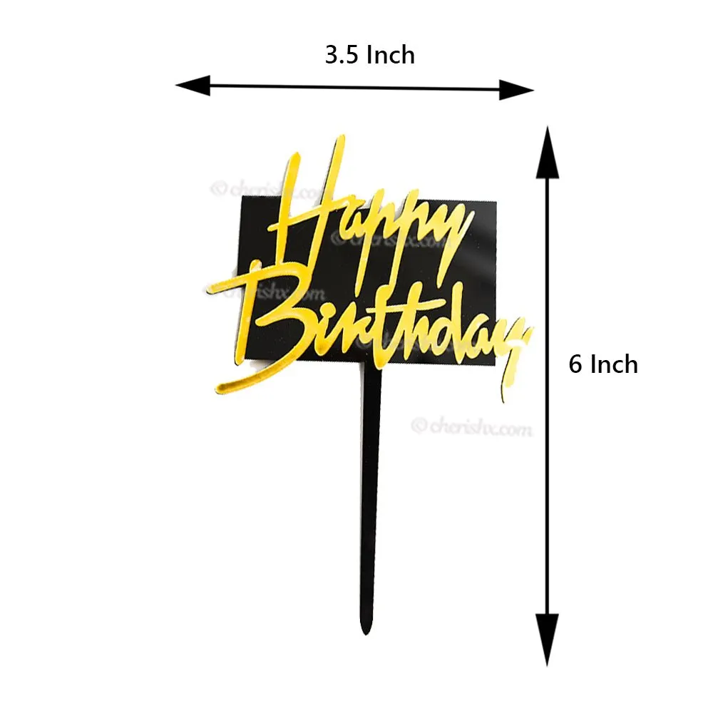 Happy Birthday Golden Cake Toppers