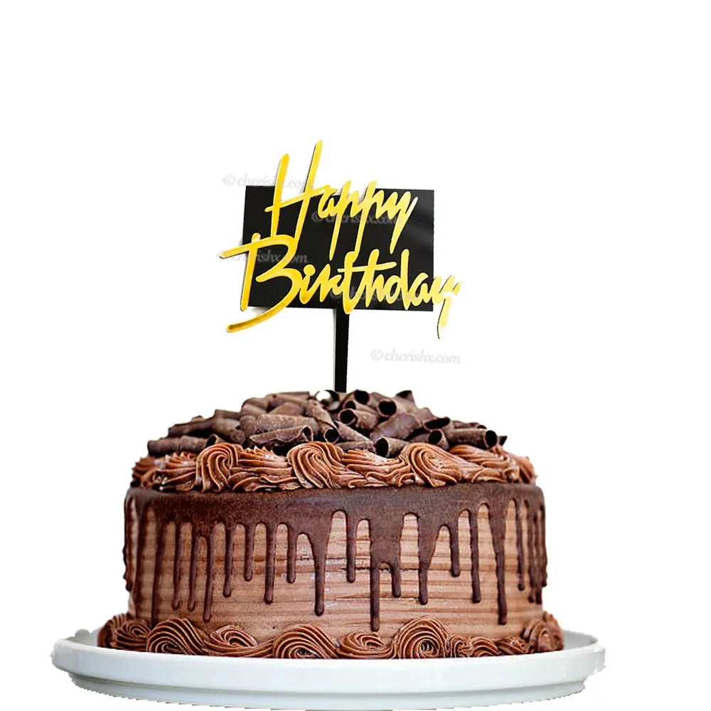 Happy Birthday Golden Cake Toppers