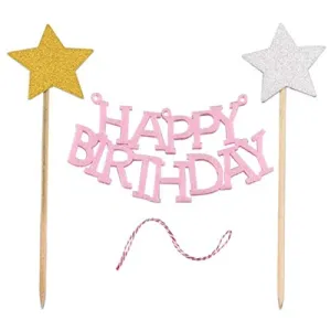Happy Birthday Pink Bunting Cake Toppers