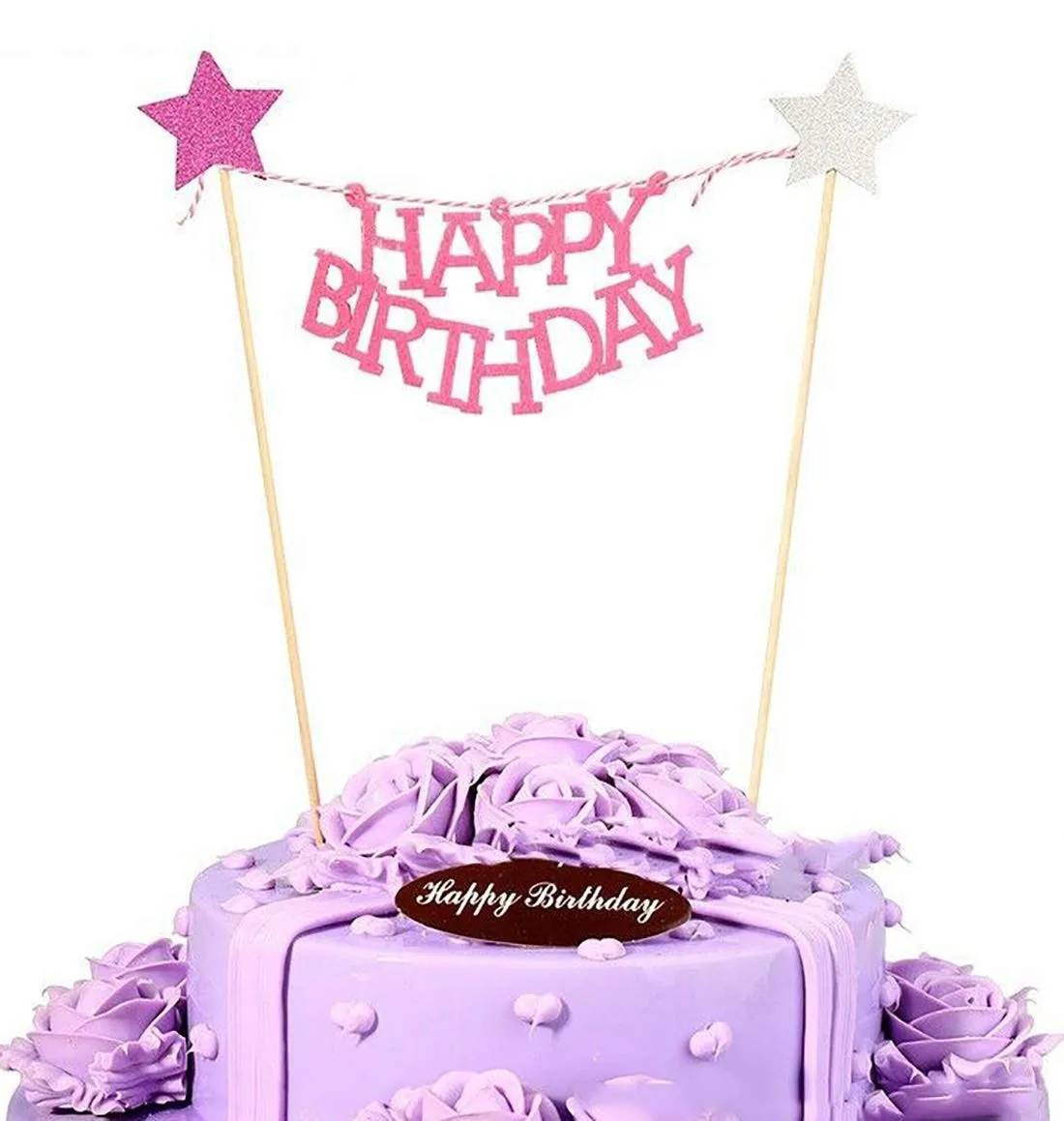 Happy Birthday Pink Bunting Cake Toppers