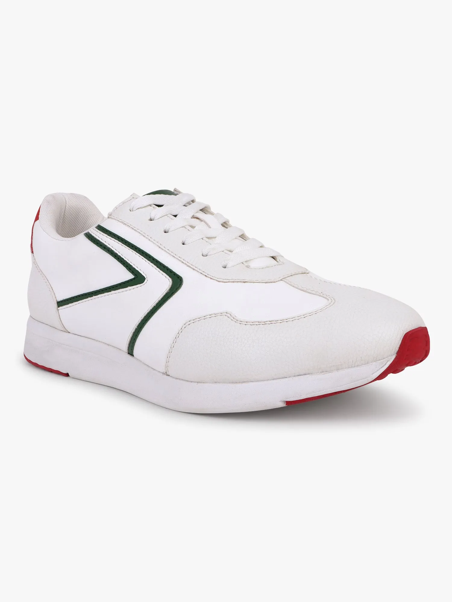 Men Lace-Up White Colorblock Casual Sneaker