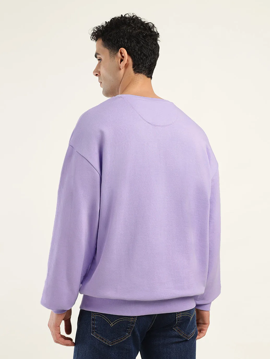 Men's Solid Lavender Crew Neck Sweatshirt