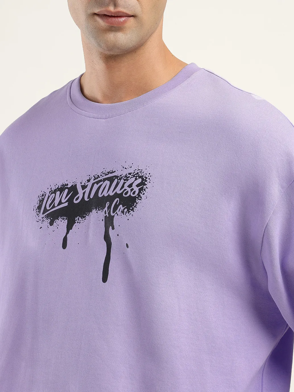 Men's Solid Lavender Crew Neck Sweatshirt