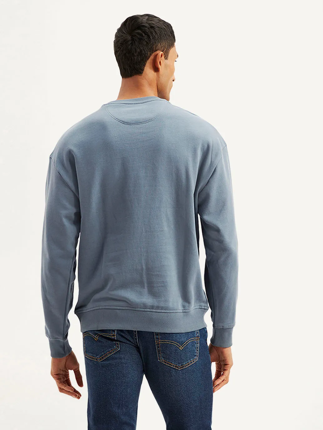 Men's Typographic Blue Crew Neck Sweatshirt