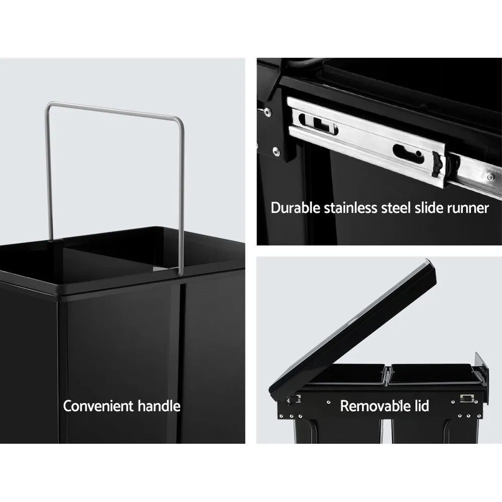 Pull Out Bin - Black (2x20L)