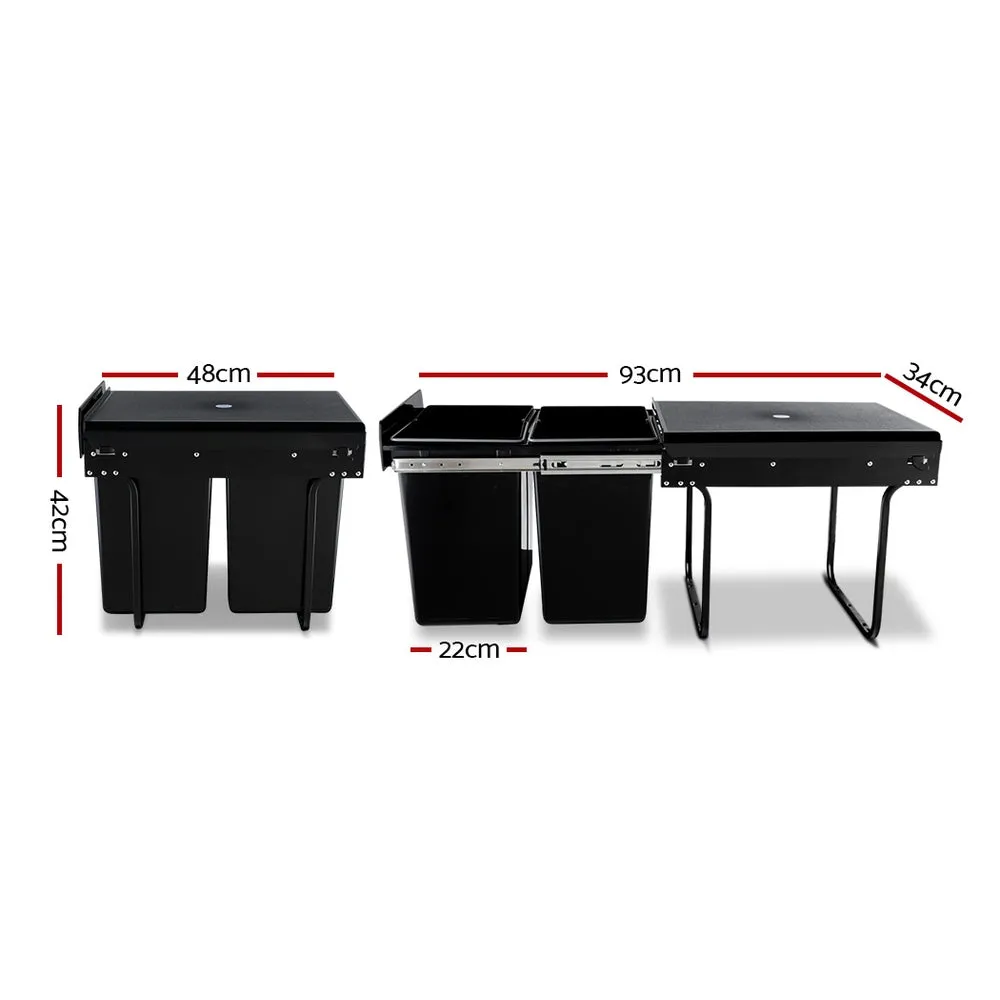 Pull Out Bin - Black (2x20L)