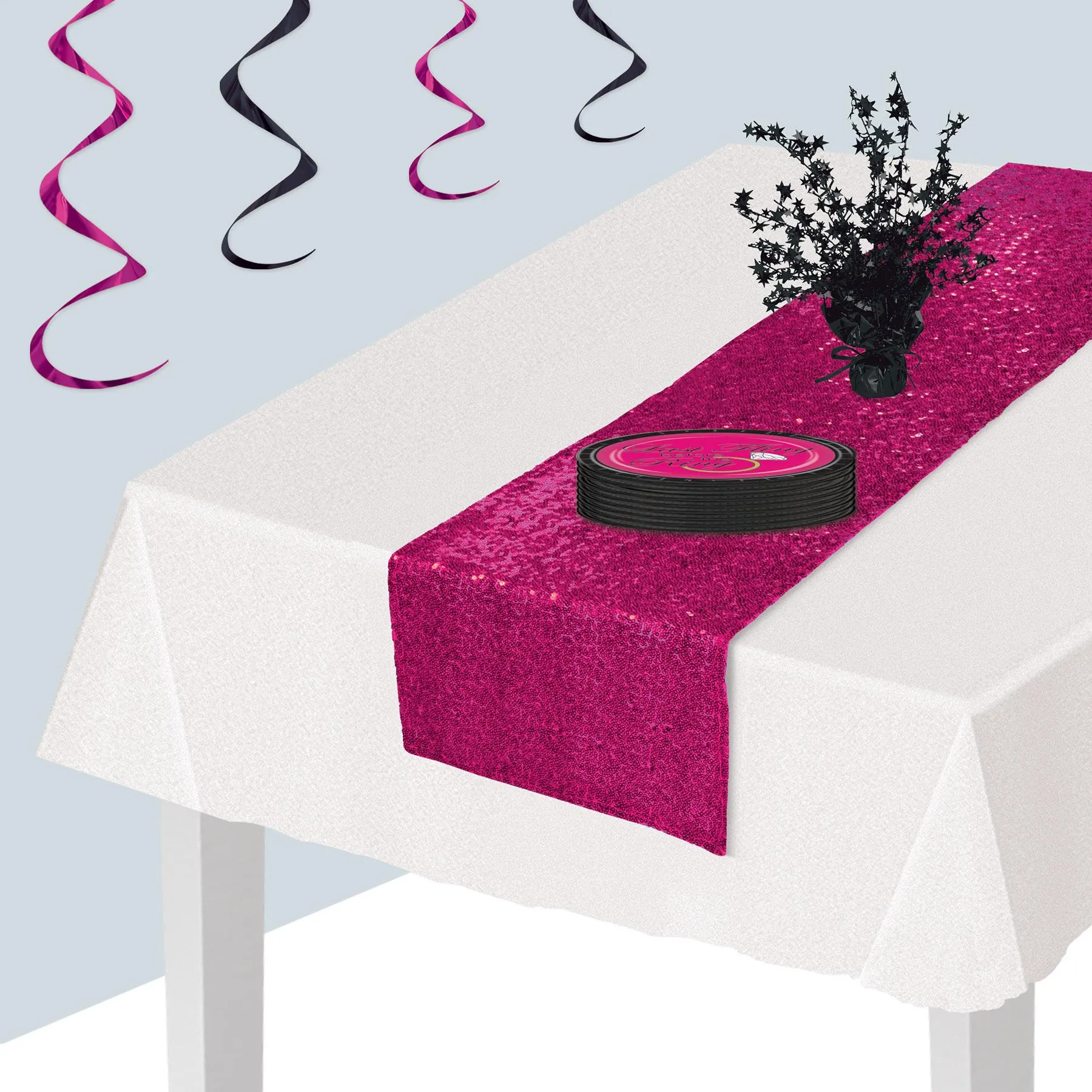 Sequined Cerise Party Table Runner (12 Packages)