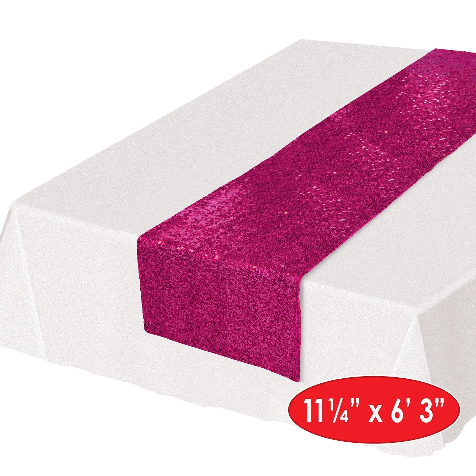 Sequined Cerise Party Table Runner (12 Packages)