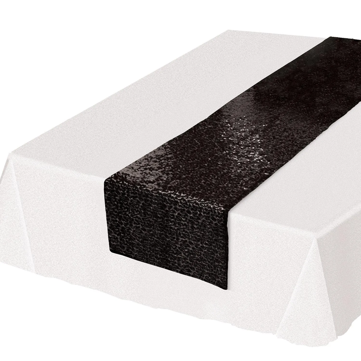 Sequined Party Table Runner - black