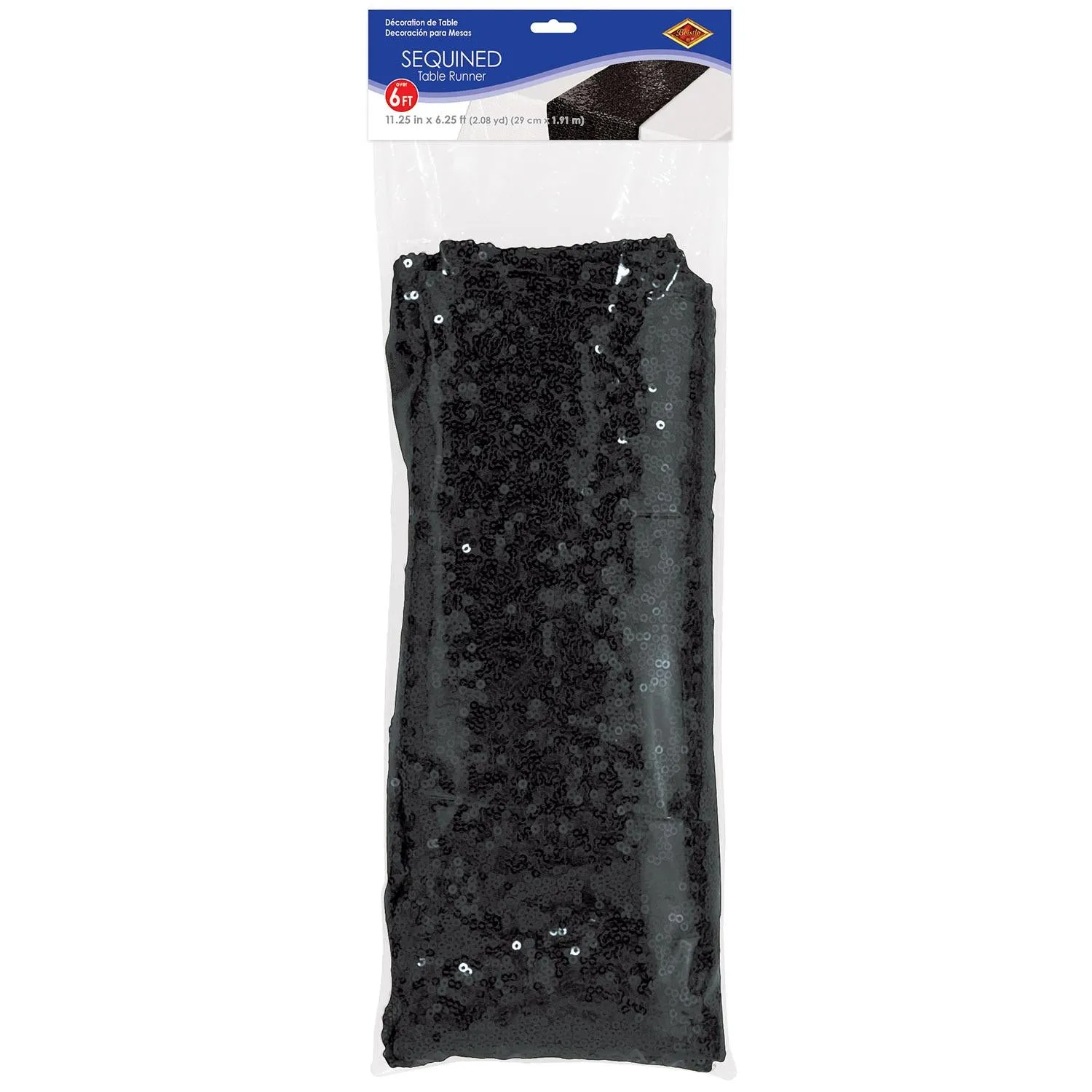 Sequined Party Table Runner - black